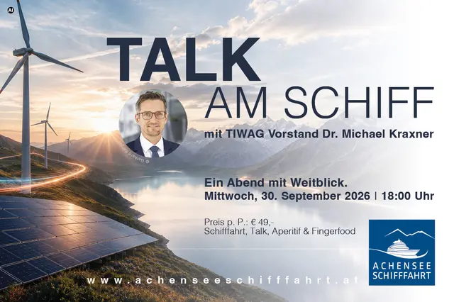 In besonderer Atmosphäre bietet sich bei Talk am Schiff die Gelegenheit, mit TIWAG-Vorstand Dr. Michael Kraxner ins Gespräch zu kommen. | Foto: Achenseeschifffahrt