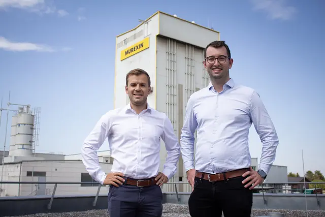 Rainer Pascher, Geschäftsführer Murexin GmbH und Sebastian Lumetzberger, Entwicklungsleiter Murexin GmbH am Hauptsitz Wiener Neustadt. | Foto: Murexin