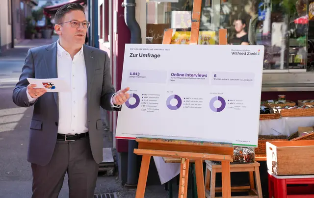 Insgesamt wurden 1.013 Fragebögen ausgewertet. Bezirksvorsteher Wilfried Zankl (SPÖ) präsentierte die Ergebnisse. | Foto: Andreas Pölzl/MeinBezirk