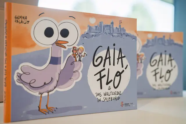 In der Stadtbibliothek Salzburg wurde das neue Kinderbuch „Gaia, Flo &amp; das Welterbe in Salzburg“ von der Autorin Gemma Palacio vorgestellt. Beim Bilderbuchkino lauschten rund 50 Kinder der Geschichte rund um Gaia und Flo.  | Foto: Stadt Salzburg/Alexander Killer