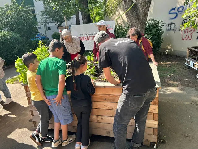 Gemeinsam wird gegartelt: Hochbeete sind für viele verschiedene Gemüsesorten geeignet. | Foto: Nadine Leitner/Wiener Kinderfreunde