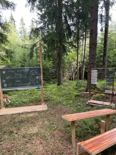 Die von der Landjugend Preitenegg errichtete Waldklasse soll künftig regelmäßig als zusätzlicher Lernort für die Volksschule genutzt werden. | Foto: Facebook/LJ Preitenegg