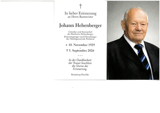 Johann Hehenberger, 96 Jahre | Foto: Bestattung Wuschko