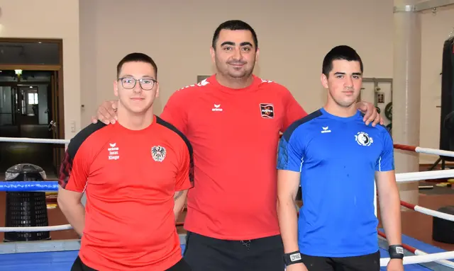 Das Leondinger Due für den EU Cup in Bobrov von links: Jonas Klinger, mit BT Sargis Martirosjan und Emmanuel Sadlauer.

Foto: Conny Högg