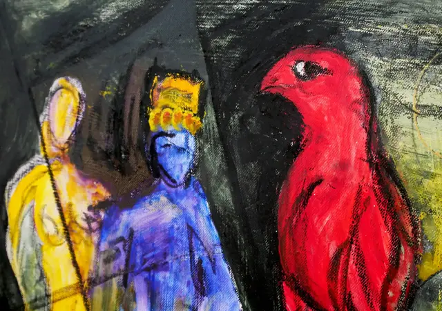 Ausstellung „Meine Chorkapelle“ 
 &amp; Bilder von gestern und heute von Magnus Roth im Stift Wilten: „Die Frau ohne Schatten“ (R. Strauss), 2026 | Foto: Roth