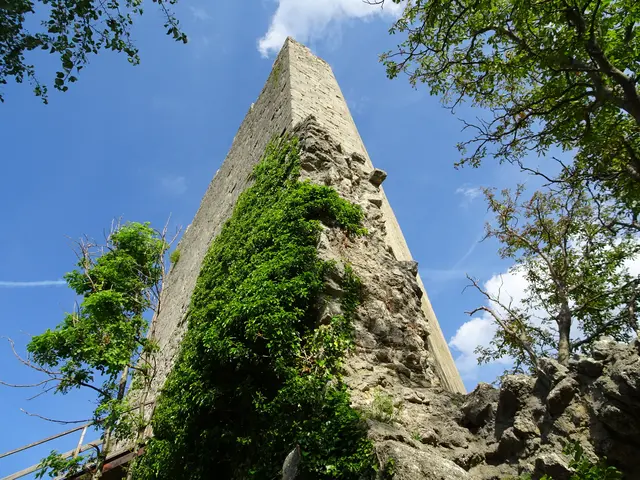 Der 25 m hohe, dreieckige Bergfried auf dem engen Felsplateau. ... | Foto: © Silvia Plischek