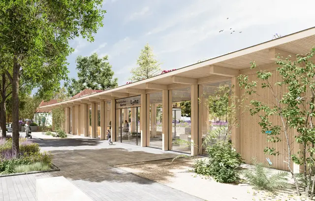 Der Eingangsbereich wird komplett neu gestaltet. Die alten Gebäude werden deshalb demnächst abgerissen. | Foto: Architekten Kneidinger ZT GmbH