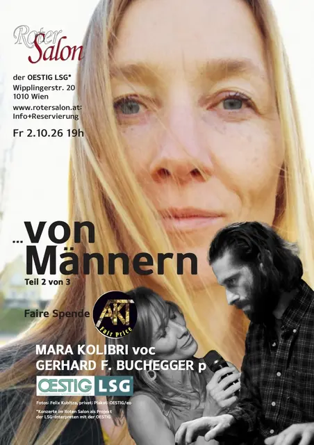 Sängerin MARA KOLIBRI und Pianist GERHARD BUCHEGGER interpretieren Top-Hits von männlichen Interpreten und Komponisten.