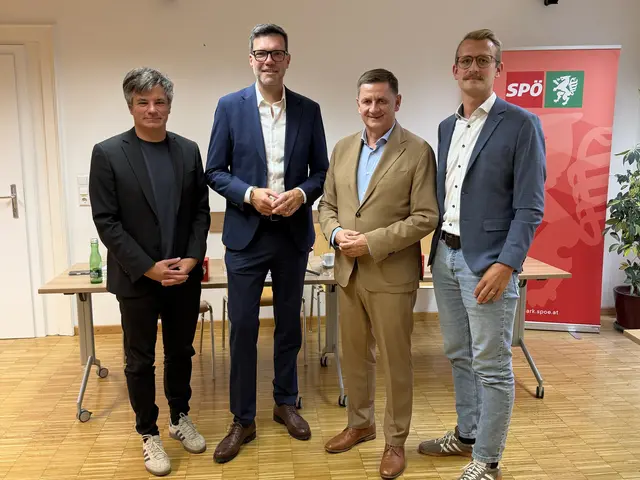Bei einer Pressekonferenz in Leoben präsentierte die SPÖ ihre Schwerpunkte in der 
Bildungspolitik. Im Bild: Wolfgang Moitzi, Heinrich Himmer, Kurt Wallner, Florian Seifter (v. l.) | Foto: Martin Kaser
