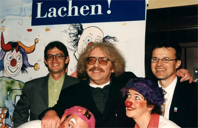 2012: Innsbruck, Goldener Adler, Pressegespräch: Mit Georg Willeit, Bernhard Paul, HerrBERT Waltl, zwei rote Nasen Clowndoktoren | Foto: Marcantonio Marino/Festival der Träume