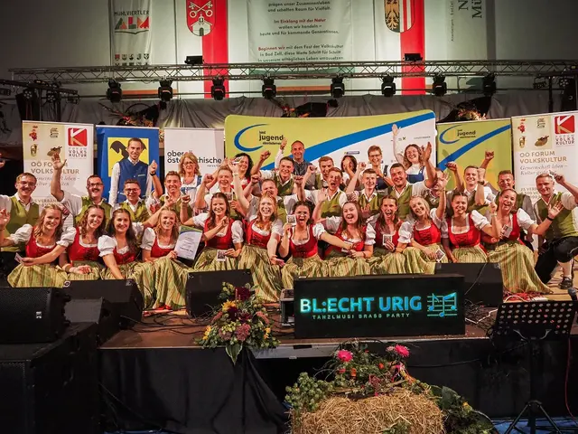 Die Volkstanzgruppe Alberndorf jubelt über den Tagessieg. | Foto: Landjugend Oberösterreich