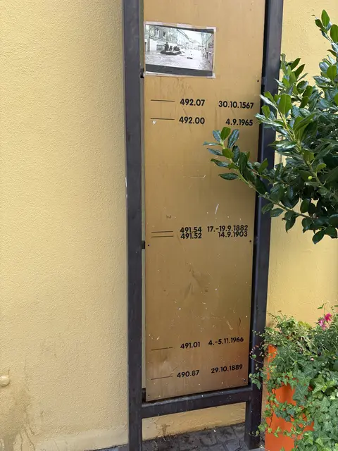 Unscheinbar aber unvergessen: Die Hochwassermarke/Lederergasse. | Foto: Mein Bezirk/Birgit Gehrke
