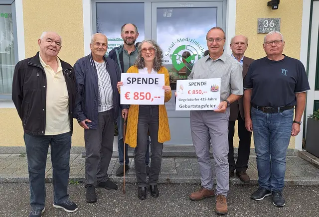 V.l.: Erich Mayr, Erwin Bauer, Leo und Ulli Lengauer, SMB-Obmann Fritz Tröbinger, Wilhelm Reiter, Otmar Steinmetz. | Foto: SMB Lasberg