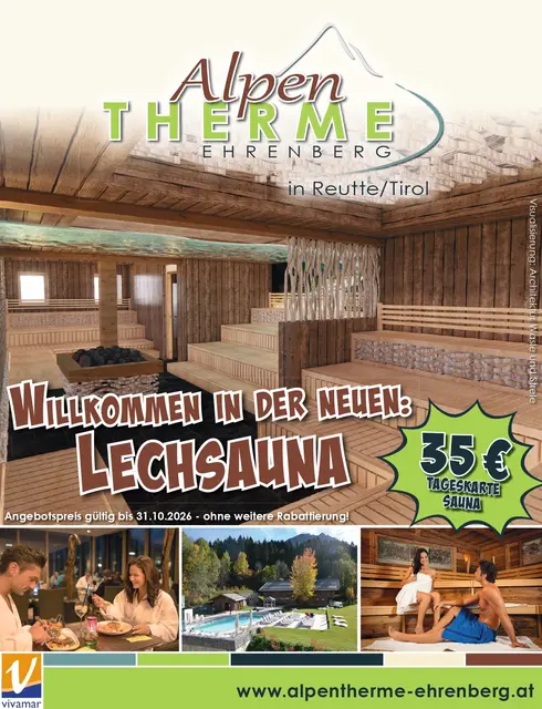 Das Herbstangebot in der Alpentherme Ehrenberg gilt vom 26. September bis 31. Oktober 2026. | Foto: Alpentherme Ehrenberg