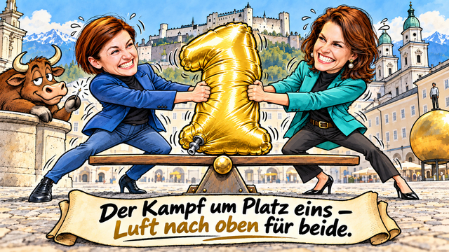 Foto: KI-generierte Karikatur auf Basis eines Originalfotos von Franz Neumayr.