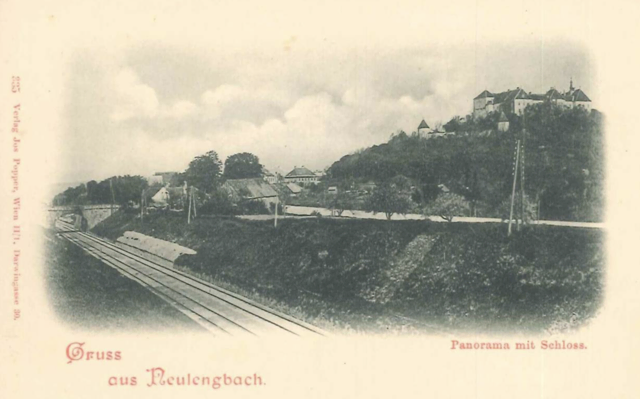 Ansichtskarte von Neulengbach aus dem Jahr 1912 – im Vordergrund die Schienen der Kaiserin-Elisabeth-Bahn. | Foto: Topothek Neulengbach