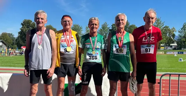 VST-Athlet Valentin Topitschnig (Mitte) feierte Saisonabschluss mit drei errungenen Goldmedaillen und somit drei österreichischen Masters-Titeln. | Foto: VST Laas