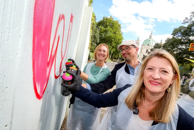 Beim Karlsplatz kann künftig legal gesprayt werden. Zuletzt wurden in Wien sechs neue Wienerwände eingeweiht. | Foto: Stadt Wien/Christian Fürthner