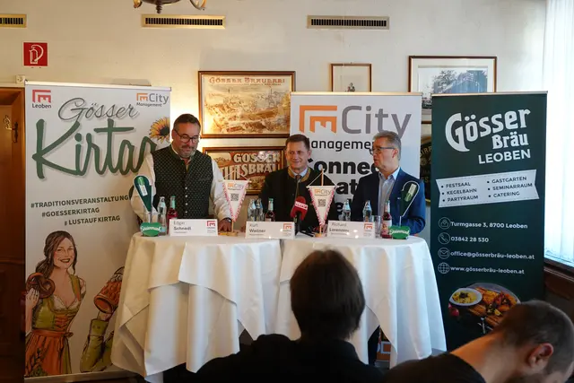 Im Rahmen der Pressekonferenz wurde auf das Programm und die Neuerungen des 188. Gösser Kirtags eingegangen. | Foto: MeinBezirk/Michael Blinzer