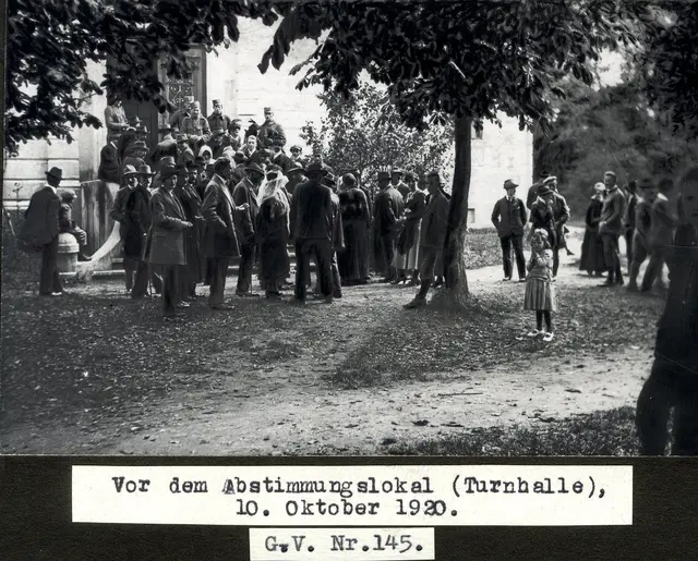 10. Oktober 1920: In Völkermarkt wurde die Turnhalle zum Abstimmungslokal.
 | Foto: Kärntner Landesarchiv