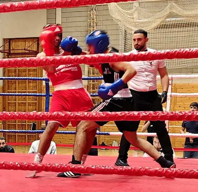 Timo Schiffermayer (in blau) sicherte beim Boxturnier in Leibnitz den Sieg für die Steiermark. | Foto: Schlatte