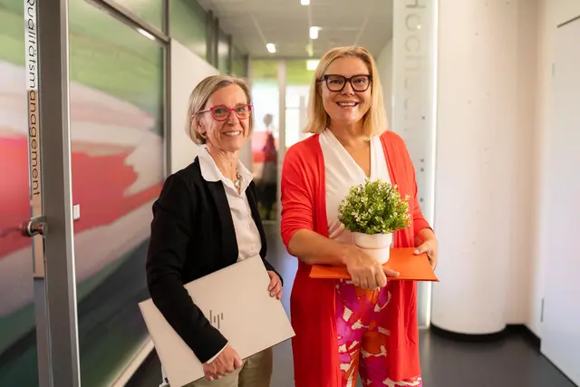 Gemeinsam mit Ulla Birnbacher als stellvertretende akademische Leiterin bildet Kathrin Stainer-Hämmerle das neue Rektorat der FH Kärnten. | Foto: zVg. CU Hochschule Kärnten