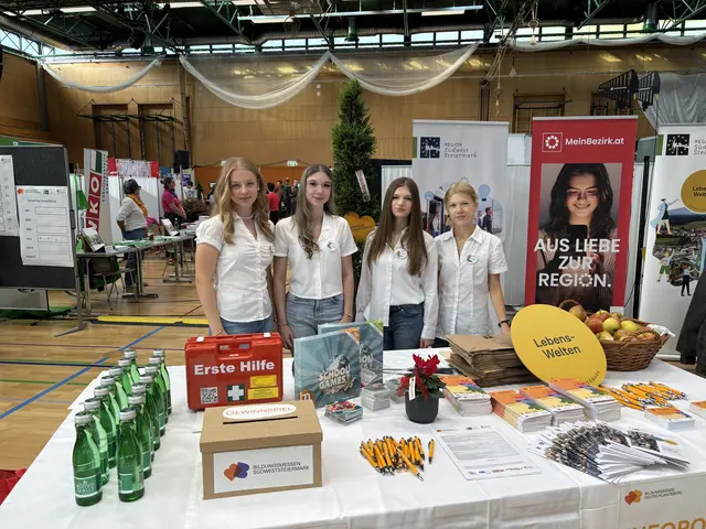 Schülerinnen und Schüler der achten Schulstufe beim BG/BORG Deutschlandsberg betreuten den Infostand.