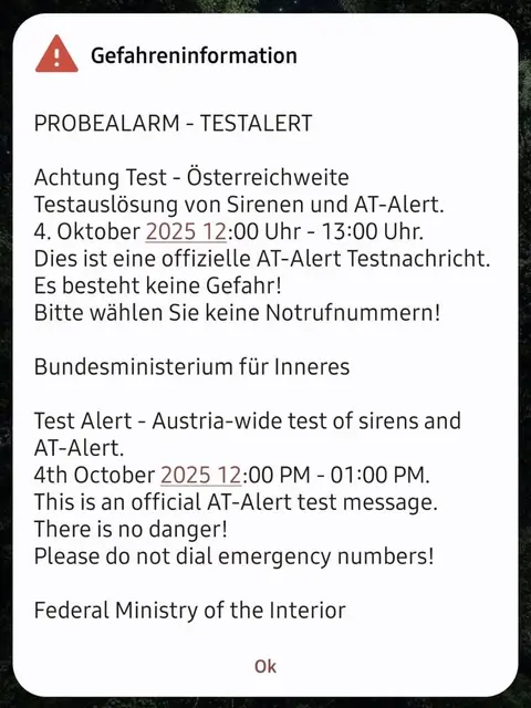 Im Rahmen des Zivilschutzprobealarms werden AT-Alert-Testnachrichten ebenso ausgespielt - wie hier im Vorjahr. | Foto: Carmen Kurcz