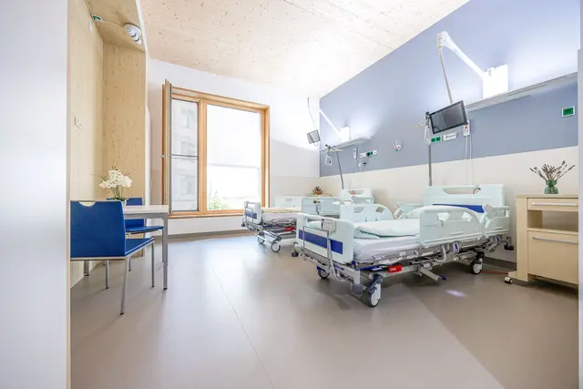Bei dem Neubau handelt sich um das erste mehrstöckige österreichische Krankenhaus in Holzbauweise.  | Foto: robertillemann
