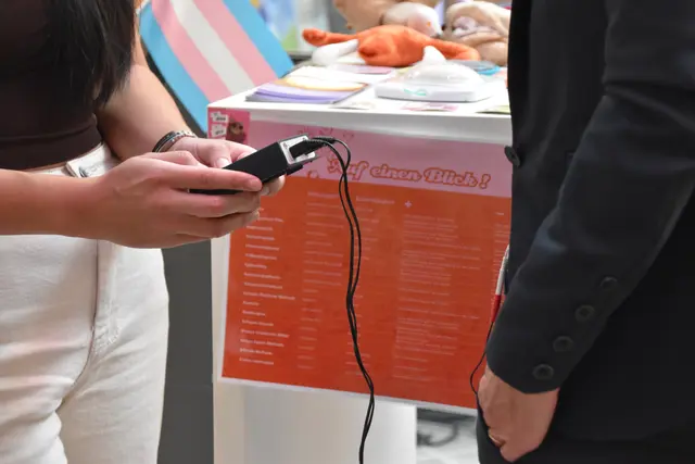 Auch ein Simulator für Periodenschmerzen war vor Ort.  | Foto: Barbara Fluckinger