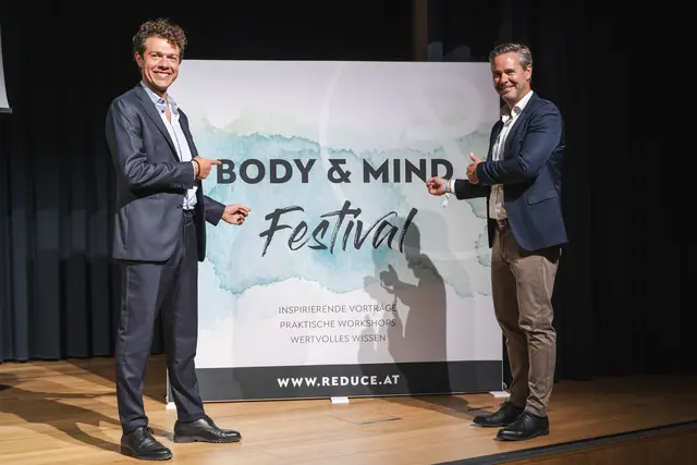 Slaven Stekovic und Reduce-Geschäftsführer Andreas Leitner freuten sich über den Erfolg des ersten "Body &amp; Mind"-Festival im Reduce Gesundheitsresort Bad Tatzmannsdorf. | Foto: Reduce Gesundheitsresort