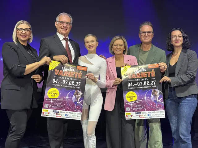 Stephanie Hansen, Freimuth Teufel, Maria Brandl, Ines Schiller, Manuel Horeth und Seda Röder bei der Vorstellung des Winter Varieté-Programms 2027. | Foto: Mein Bezirk/Gratzer