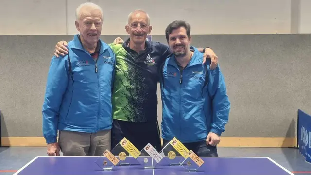 Das erfolgreiche Trio aus dem Lungau bei den Tischtennis-Senioren-Landesmeisterschaften 2026 in St.Johann, v. li.: Hans Jürgen Neumann, Josef Rehrl und Jürgen Dück. | Foto: TTC Tamsweg