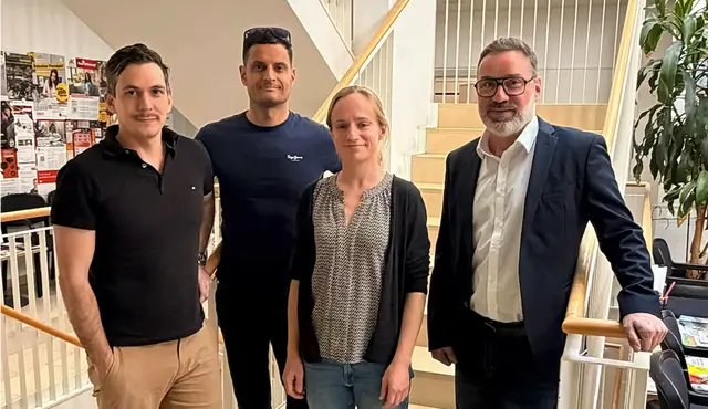 Künftiges St. Georgener Ordinationsteam: Die Oberärzte Tobias Guttmann, Stefan Kalb und Regina Giera beim Besuch im Gemeindeamt mit Bürgermeister Andreas Derntl. | Foto: privat