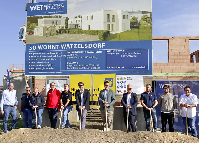 Mit dem Spatenstich fiel der Startschuss für die neue Wohnhausanlage in der Bergenweilerstraße in Watzelsdorf. | Foto: WET Wohnbau