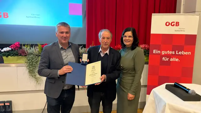 Andreas Unterrieder (ÖGB Regionalsekretär Spittal/Drau), Heinz Rohrer, LRin Marika Lagger-Pöllinger. | Foto: Büro LR.in Lagger-Pöllinger