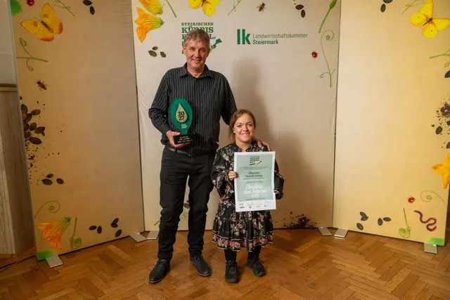 Die Ölmühle Haindl aus Kalsdorf mit Daniela Haindl und Andrej Kovac wurde zur Ölmühle des Jahres 2026 gekürt | Foto: LK Steiermark/Kristoferitsch