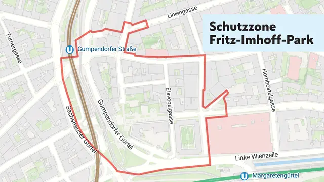 Im Bild die im Mai eingerichtete Sicherheitszone in Mariahilf. Unklar war zunächst, ob sich die Szene in die Nachbarbezirke verlagern würde. | Foto: Visualisierung: Stadt Wien