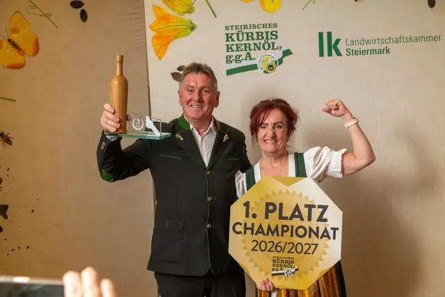 Die Kernöl-Champions 2026 Hubert Ottenbacher und Elke Lachowitz | Foto: LK Steiermark/Kristoferitsch