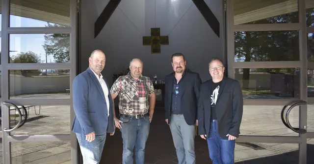 Der Bleiburger Bürgermeister Daniel Wrießnig, Referent Manfred Daniel, Adrijan Mandl und Gerhard Pikalo (von links) | Foto: MeinBezirk.at/Petra Lammer