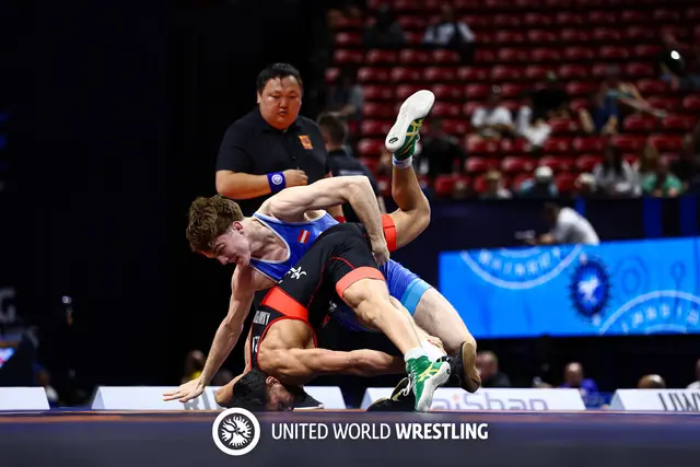 Muhamed Bektemirov in Aktion bei den U23-Weltmeisterschaften in Las Vegas. | Foto: UWW