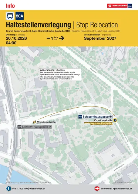 Die Haltestelle in der Vivarumstraße wird verlegt.  | Foto: Grafik Wiener Linien
