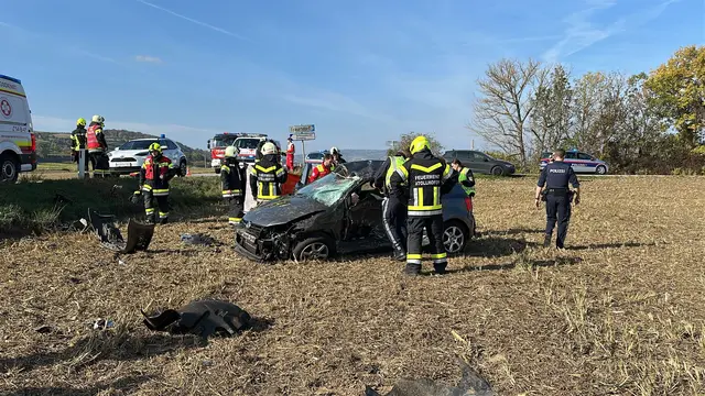 Mehrere Freiwillige Feuerwehren sowie Rettungskräfte waren bei dem tödlichen Verkehrsunfall bei Traismauer im Einsatz. | Foto: Doku-NÖ