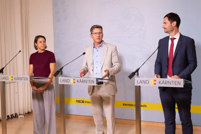 Erste Details zum Kärntner Jugenddialog präsentierten LH Daniel Fellner, Jugendreferent Peter Reichmann und Silvia Vrzak vom Netzwerk "Offene Jugendarbeit". | Foto: LPD Kärnten/Gleiss