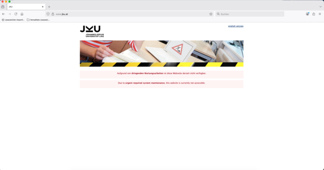 Ausfall bei der Johannes Kepler Universität Linz. | Foto: Screenshot jku.at