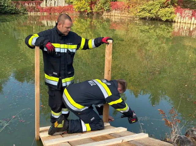 Die Feuerwehr baute eine Rampe als Ausstiegshilfe. | Foto: Friedl