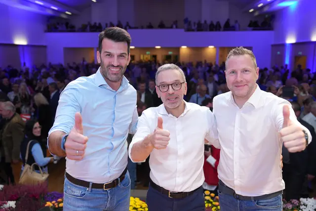 Udo Landbauer, Herbert Kickl und Michael Schnedlitz. | Foto: FPÖ