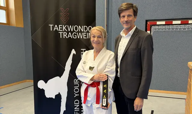 Hildegard Hörmann mit Trainer Gerhard Heßl | Foto: Taekwondo Tragwein