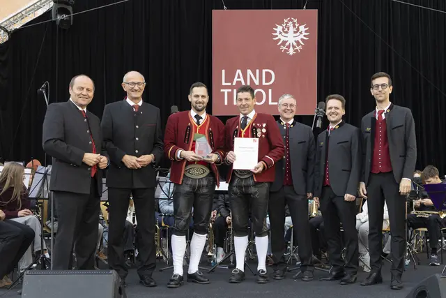 Den Tiroler Blasmusikpreis in der Kategorie I (Stufe A/B) erhielt die Musikkapelle Ranggen. | Foto: Land Tirol/ Die Fotografen