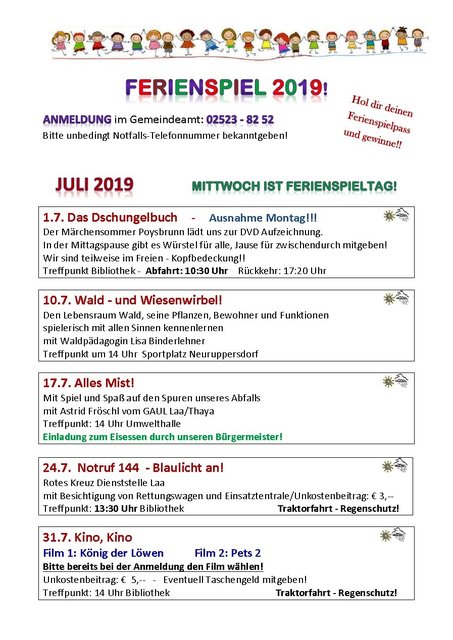 Ferienspiel im Juli 2019
